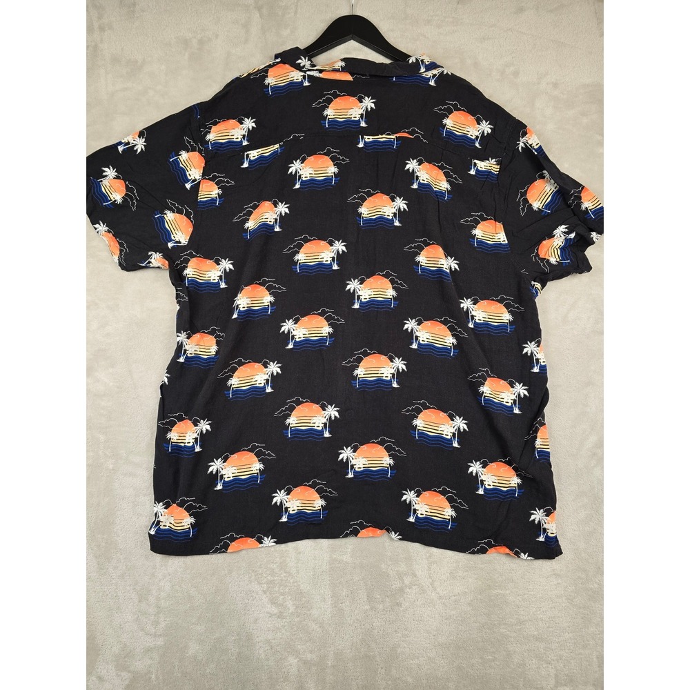 No Boundaries Hawaiian Shirt Mens 3XL Black Tropical Sunset Palm Tree Print - Picture 5 of 6